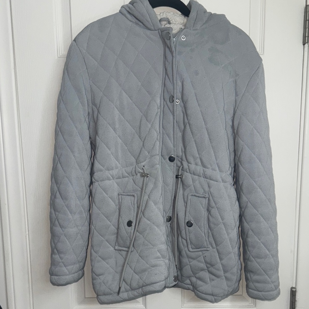 Quilted Gray Hooded Jacket